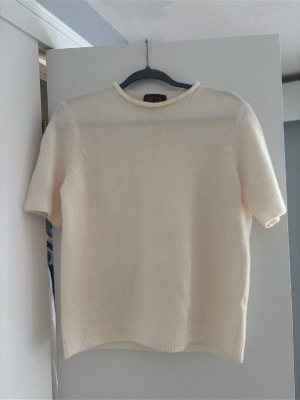 Truth Cream Short Sleeve Crewneck Knit Sweater